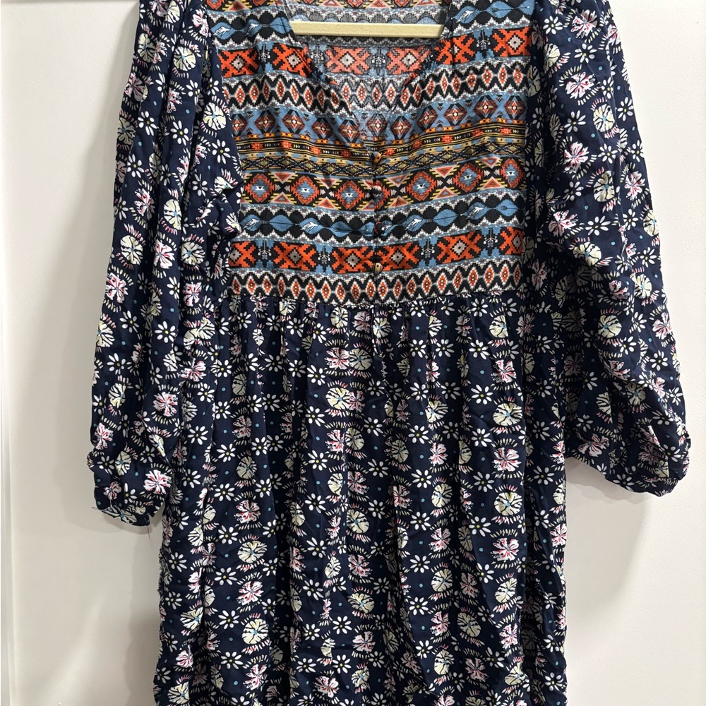 Umgee Navy and Multicolor Boho Dress